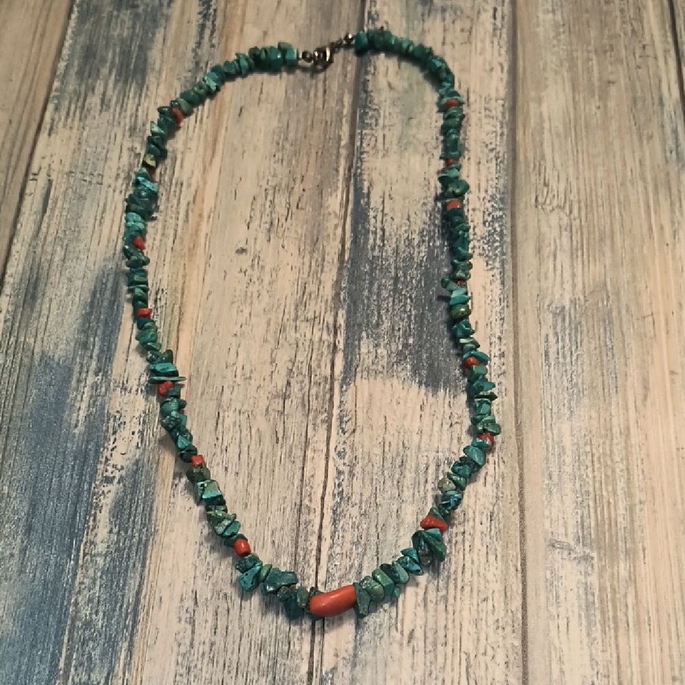 Turquoise And Coral Necklace
